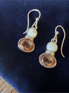 Swarovski Lunar Dual Stone Crystal Drop Earrings – Blue & Smoky Brown